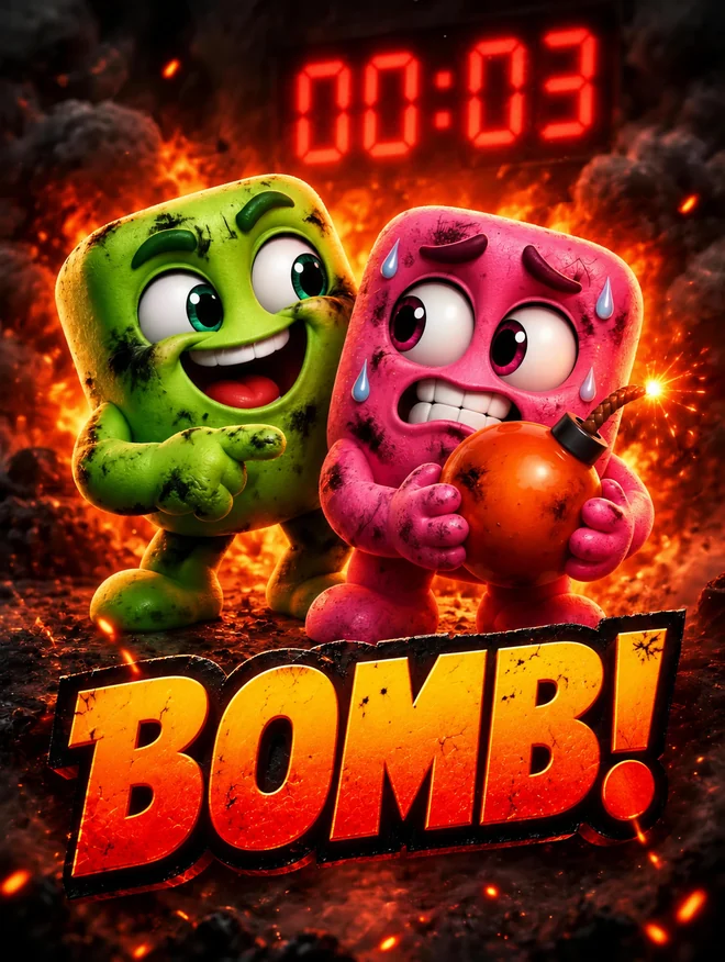 BOMB! with a ticking bomb